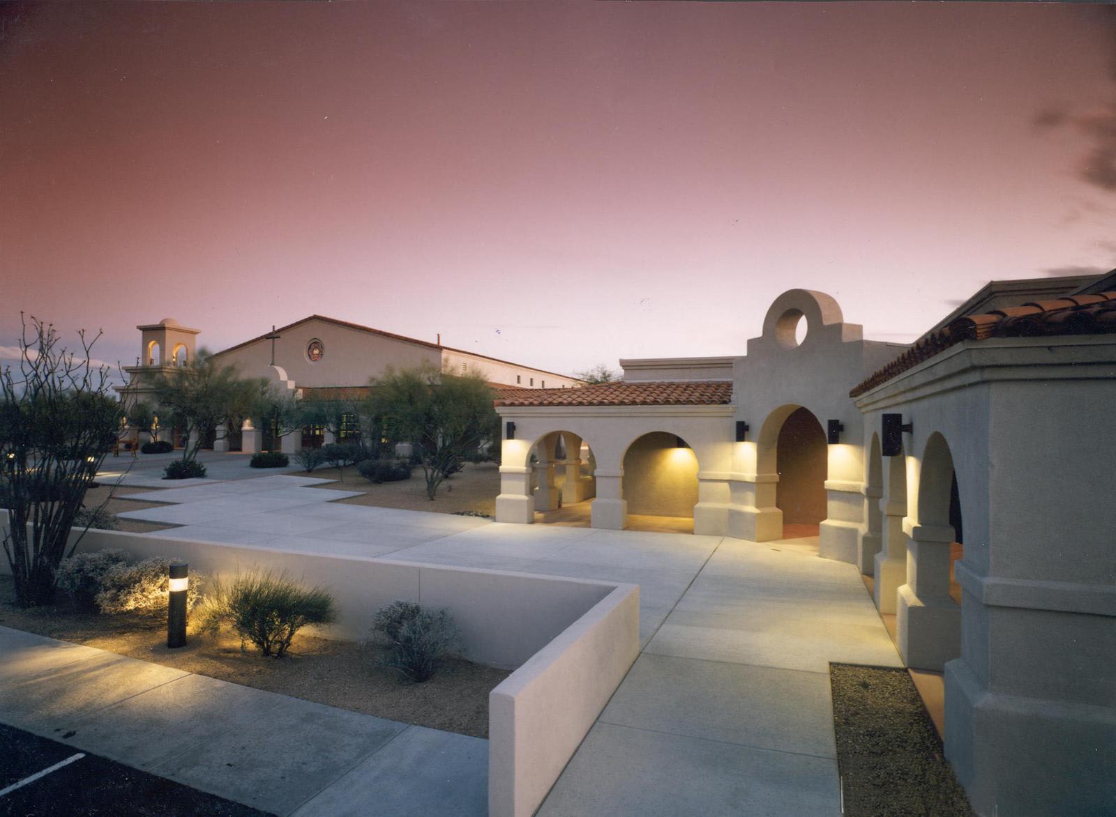 Our Lady of Joy church at dusk