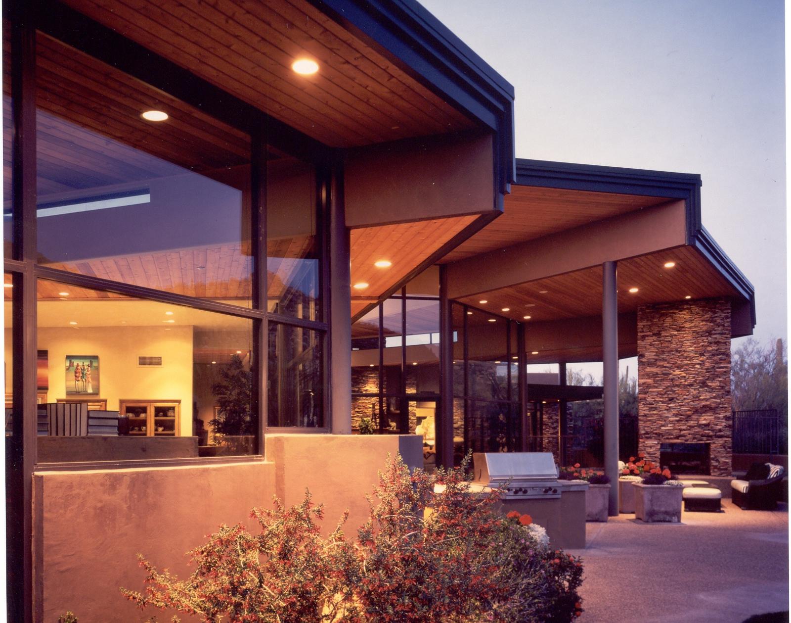 Goodman residence exterior at evening — Art & Space Architects