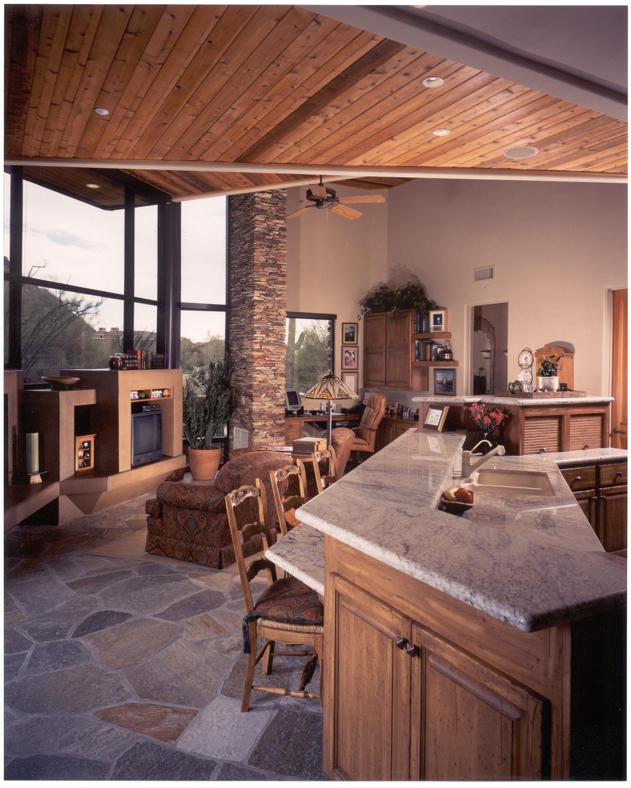 Living room interior with warm textures